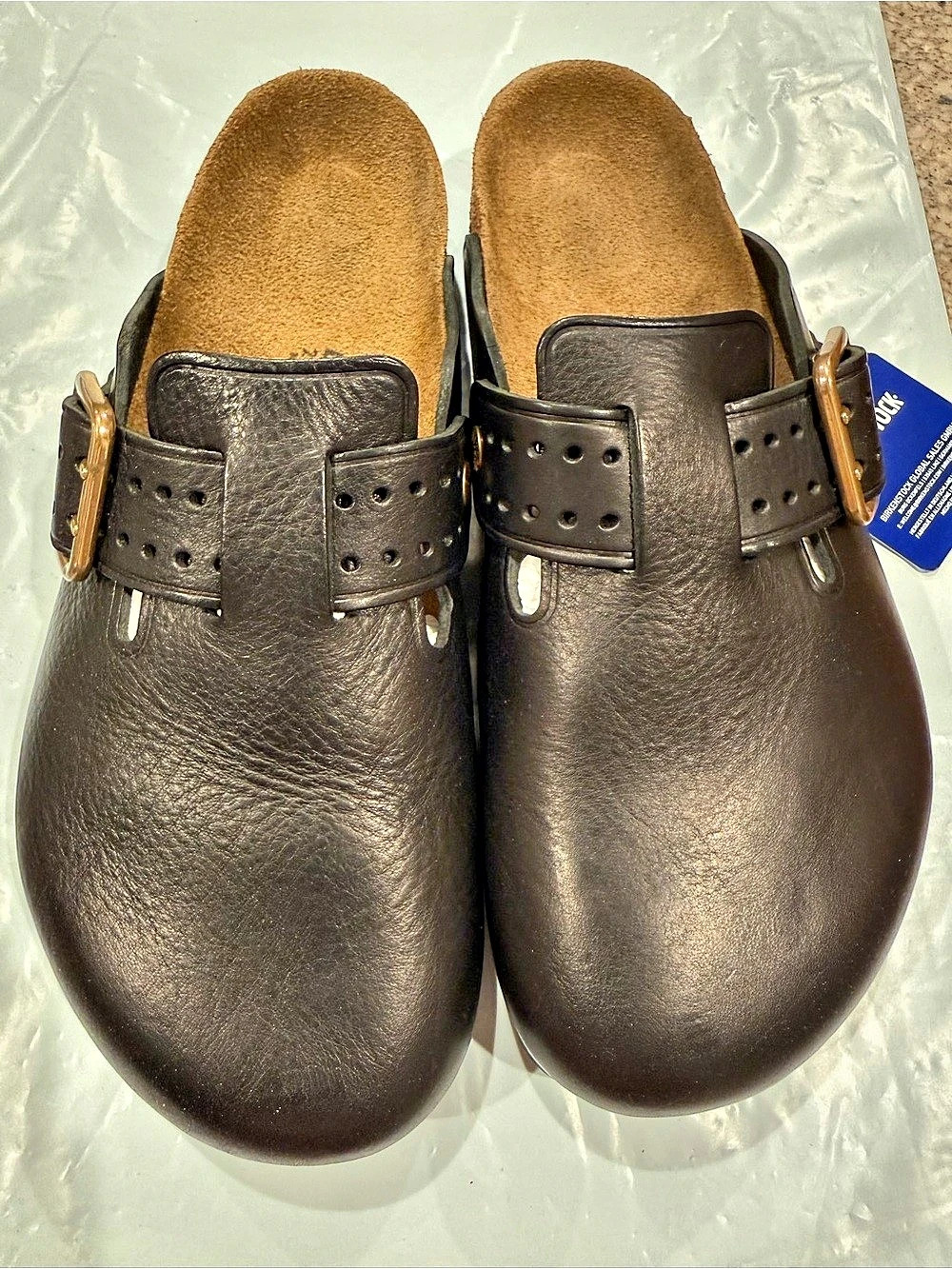 Birkenstock Boston Bold Leather Clogs Black US 12 NEW